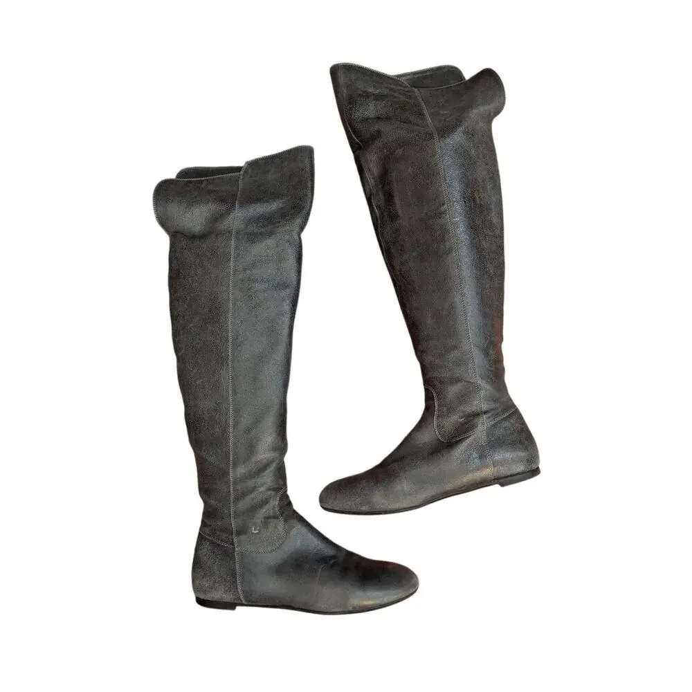 Fratelli‎ Rossetti Women's Knee-High Black Leather Riding Boots Size 9.5